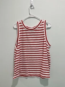Loft Women’s Sz XL 100% Cotton Red/White Striped Sweater sleeveless - Picture 1 of 5