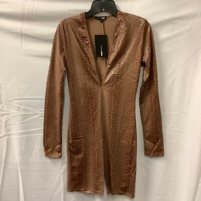 Moda Nova Mujer Una Pieza Marrón Elastizado Cocodrilo Catarina Mameluco Talla M Foto 1 de 4