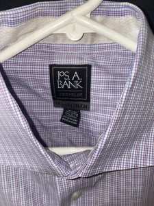 Jos. A. Bank sz 16.5 - 33 Mens Long Sleeve Button Up Front Dress Shirt Check - Picture 1 of 9
