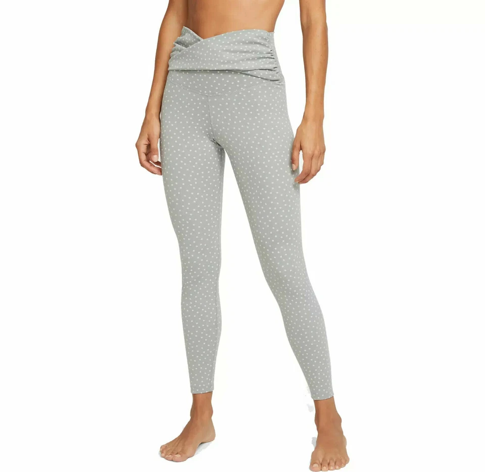 Nike Women's Yoga Dots Twist 7/8 Capri Tights (Particle Grey) Size XS