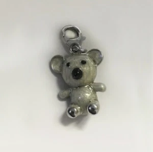 Pendant Charm Koala 925 Silver With Patent And Carabiner Fastening - Picture 1 of 4