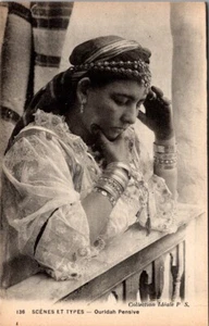Vintage Postcard -ALGERIA WOMAN “Ouridah Pensive” Gypsy style dress/clothes  - Picture 1 of 2