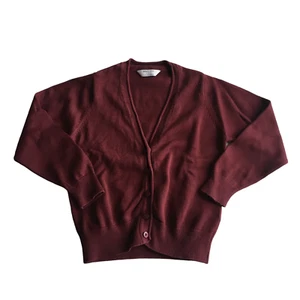 Burgunderrote Schulstrickjacke mit V-Ausschnitt - Bild 1 von 1