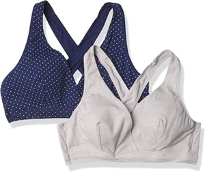 Maternity Playtex Nursing 2-Pack Sleep Bra Navy/Gray US4960 Sz XS NWT - Picture 1 of 4