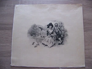 GRAVUR SEIDENDRUCK ECRU ALTE SZENEN - TT 82/1 - Bild 1 von 2