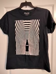 Coca Cola T-Shirt Mens M Black w/ White Graphic Optical Illusion Hypnotic Size L - Picture 1 of 4