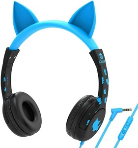 iClever HS01 Kids Headphones with Mic, Cat Ear, Adjustable 85/94dB Volume Limit - Picture 1 of 6