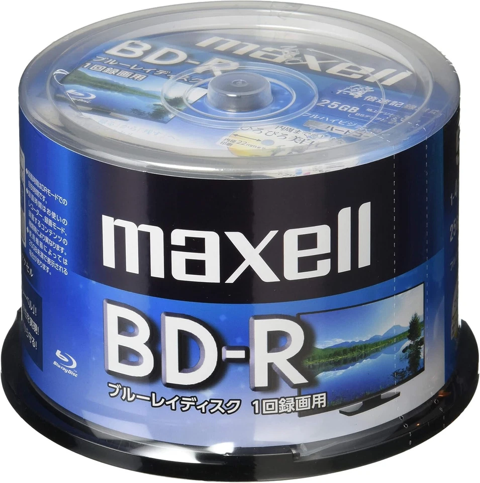 50 Maxell JAPAN Blank BD-R BDR 25GB x4 White Label Blu ray Disc BRV25WPE.50SPZ - Image 1 of 1