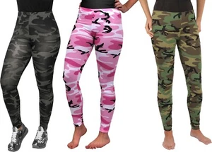 Womens Camo Leggings Stretchy Body Full Shaper Army Spandex Thin Workout Pants - Picture 1 of 21