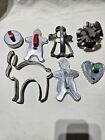 Lot Of 7 Vintage Aluminum Cookie Cutters Various Shapes Bunny Rotary Germany