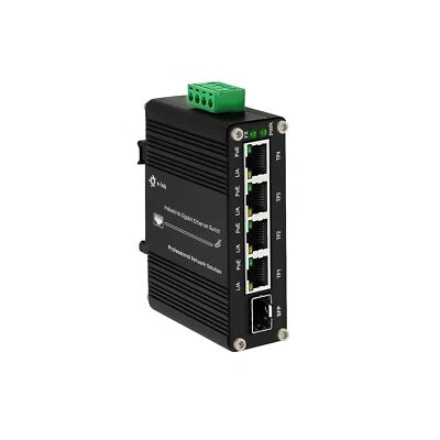 Mini Industrial 4 Port 10/100/1000Mbps Gigabit Ethernet POE + Switch with SFP... - Image 1 of 4