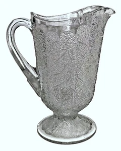 eapg Water PITCHER, Tree of Life, Pattern Glass, Pedestal Base, c1880, 9"t - Picture 1 of 11