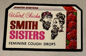 Wacky Packages Smith Sisters Feminine Cough Drops Weird Topps 1973 Used Sticker - Foto 1 di 2