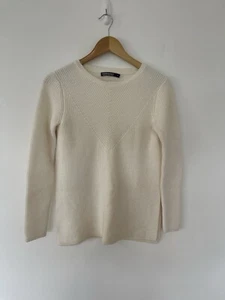 Sportscraft Australian Merino Wool Cream Knit Cardigan Size XS Side Splits EUC - Picture 1 of 8
