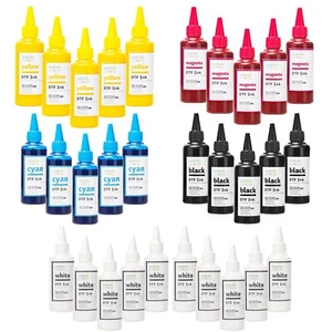 CISinks Premium Large DTF Ink Bottle Bulk Refill Set (100ml x 30, 5XCMYK 10X Wh) - Picture 1 of 6