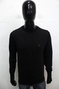 Tommy Hilfiger Felpa Uomo Taglia M Maglietta Nera Sweatshirt Invernale In Cotone - Picture 1 of 12