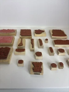 Holz Stempel riesiger Posten über 20 verschiedene Bastelstempel SCHNELLER VERSAND!! - Bild 1 von 24
