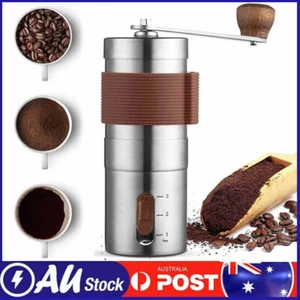Hand Manual Coffee Bean Grinders Stainless Steel Conicals Burr Portable Travel - Picture 1 of 12