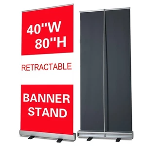 Supporto striscione retrattile resistente 40""x80"" con borsa da trasporto (solo supporto) - Foto 1 di 11