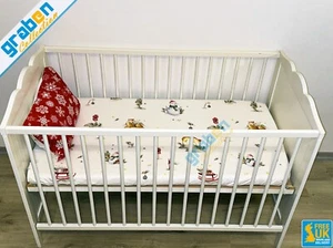 100% BAUMWOLLE POPELINE SPANNBETTLAKEN & KISSENBEZUG FÜR KINDERBETT REISEBETT 60cm X 120cm - Bild 1 von 17