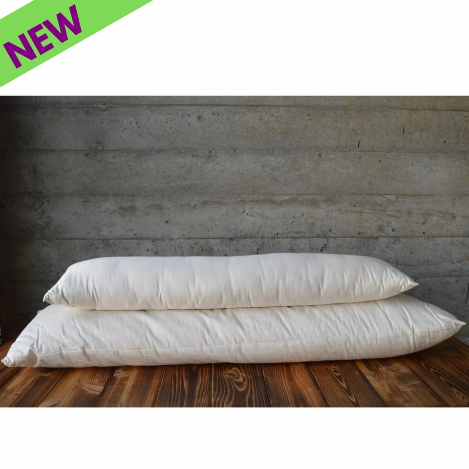 Holy Lamb Organics Body Pillow Natural Wool-Filled New Full Size With Case - Image 1 of 4
