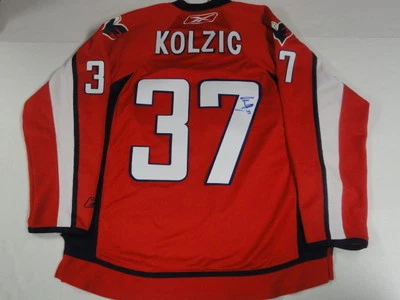 CAMISETA LOCAL FIRMADA POR OLAF KOLZIG REEBOK PREMIER WASHINGTON CAPITALS CON LICENCIA Foto 1 de 2
