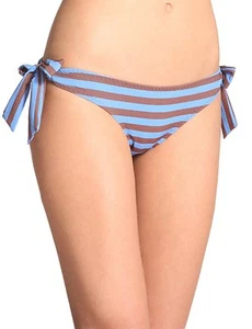 FIFI CHACHNIL St Tropez 'Cinema' Side Tie Bikini Bottom Blue/DarkBrown Stripes   - Picture 1 of 2