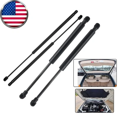 4PC For BMW 525i Base Sedan 04-06 Front Bonnet Hoods + Rear Trunks Gas Struts  - Изображение 1 из 4