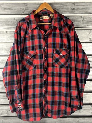 Camisa Big Mac De Colección Hombres XXLT XXL Alta Roja A Cuadros Manga Larga Franela Perla A Presión Foto 1 de 4