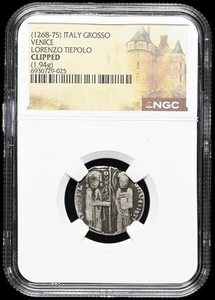 ITALY, Venice. Lorenzo Tiepolo, 1268-1275, Silver Grosso, NGC Clipped - Picture 1 of 2