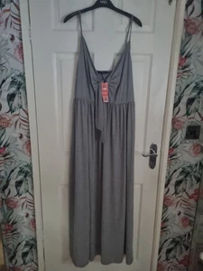 Ladys Boohoo Grey New Strappy Knot Front Maxi Dress New Size 24 - Picture 1 of 17