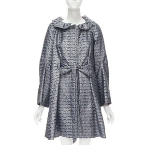 MARC JACOBS metallic blue floral jacquard belted front flared opera coat XS - Picture 1 of 12