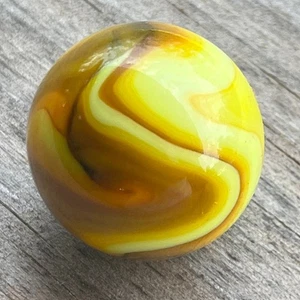 M.F. Christensen? Slag Amber brown/yellow Vintage Glass Marble Very Nice - Picture 1 of 7
