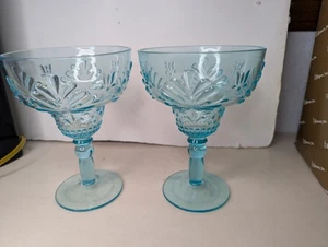 Set of 2 Pioneer Woman Margarita Glasses Plastic Teal Embossed - Picture 1 of 3