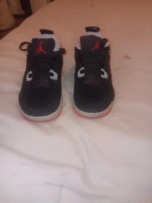 Zapatos para niños Nike Air Jordan 4 IV criados/negros/rojos, talla 10c Foto 1 de 4