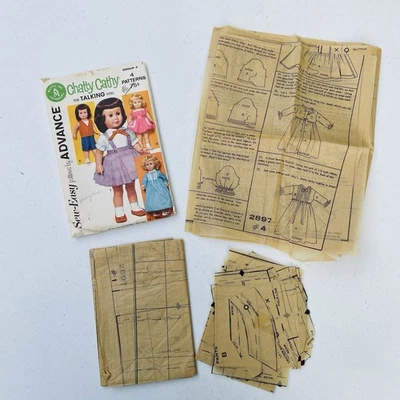 Vintage Chatty Cathy Doll Advance Pattern Partial CUT, Views 1 & 4 Complete - Image 1 of 4