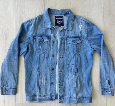 Chaqueta vaquera vintage azul claro envejecida talla L Foto 1 de 4