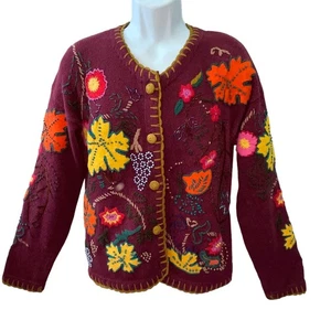 VINTAGE 90s Segue Embellished Pumpkin Spice Ugly Fall Halloween Sweater Size M - Bild 1 von 4