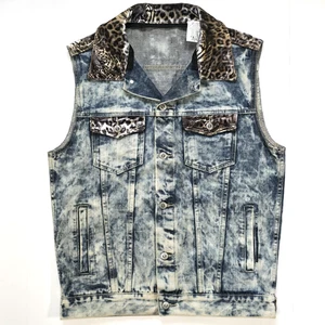 BARE FOX DENIM VESTE ACID WASH SPIKES NIETENTIER Gr. L Y2K VINTAGE PUNK BIKER - Bild 1 von 15