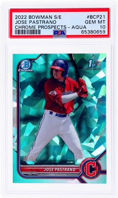 2022 Bowman Sapphire Jose Pastrano Chrome Prospect Aqua Refractor /55 PSA 10 - Image 1 of 2