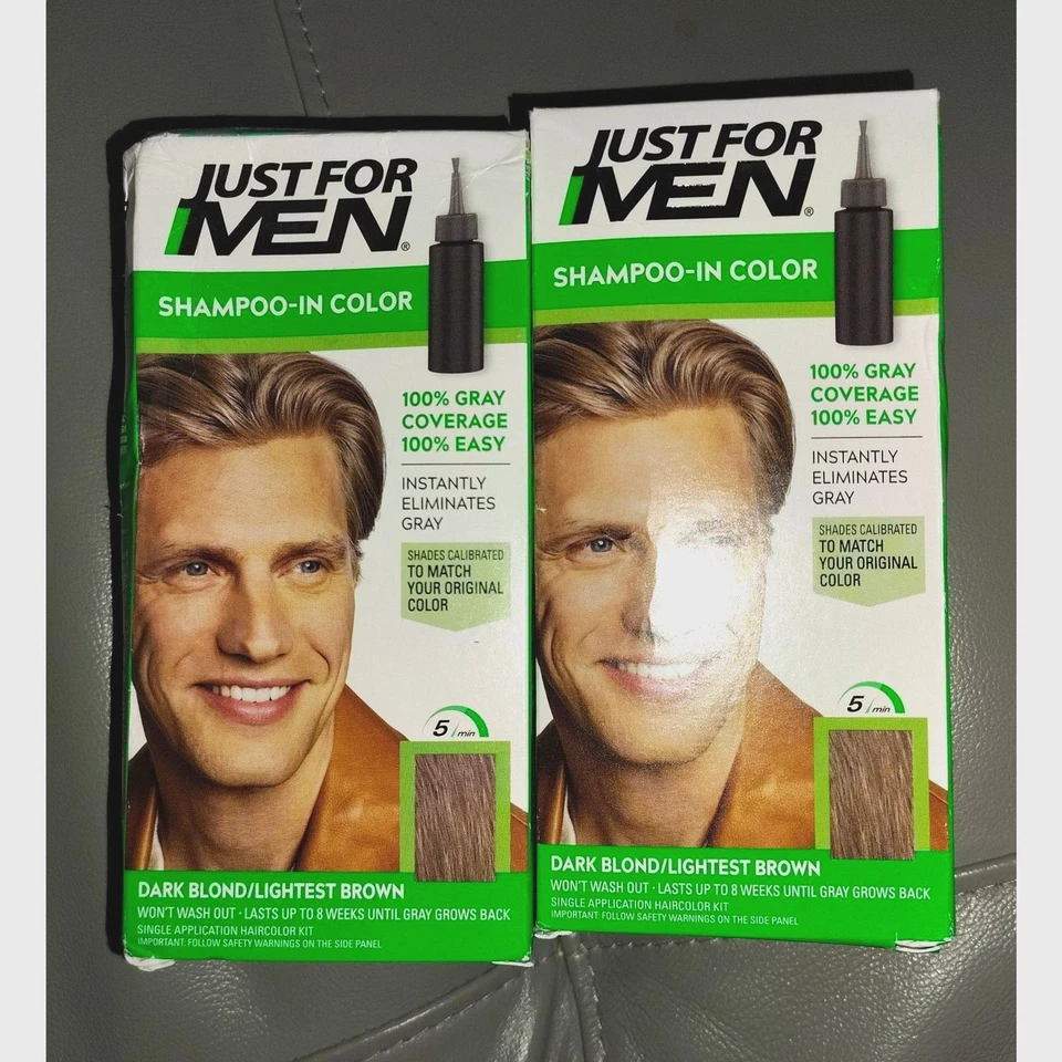 Только для мужчин 2 упаковки темно блондинка/светло-коричневый новый в коробке поврежденная коробка цвет волос - Изображение 1 из 4