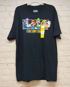 Super Mario Bros All The Bros Mens Black Graphic Tee Shirt Size Large (42-44) - Picture 1 of 8