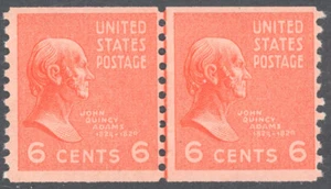 Scott 846, the 6¢ John Quincy Adams - Prexie - MNH Coil Line Pair - Bild 1 von 1