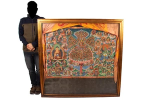Ein sehr großes Thangka, Tsongkapa Linie, hochwertig gerahmt, Tibet, 20. Jh. - Bild 1 von 17