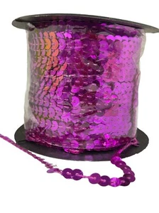 Sequins String, DIY 100 Yards 6mm Shiny Trim Sewing Strings Flat Round Fuchsia - Picture 1 of 9