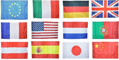 Lotto 12 Bandiere Nazioni Principali Più Importanti Del Mondo Cm 90X150 - Immagine 1 di 4