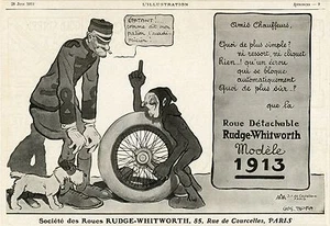 "ROUE RUDGE-WHITWORTH" Annonce originale entoilée L'ILLUSTRATION 1913 (Gus BOFA) - Picture 1 of 1