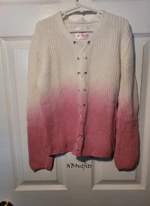 Justice White and Pink Ombre Sweater size 10 - Picture 1 of 4
