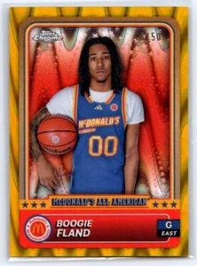 2024 Topps Chrome McDonald's Boogie Fland Gold RayWave /50 #79 Arkansas - Picture 1 of 2