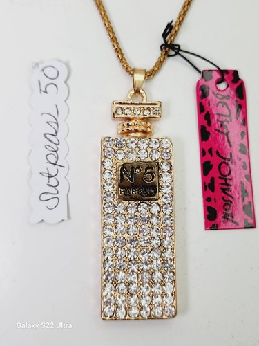 CHANEL COLLANA BOTTIGLIA BETSEY JOHNSON SCINTILLANTE CRISTALLO STRASS PROFUMO N.5 20 24"